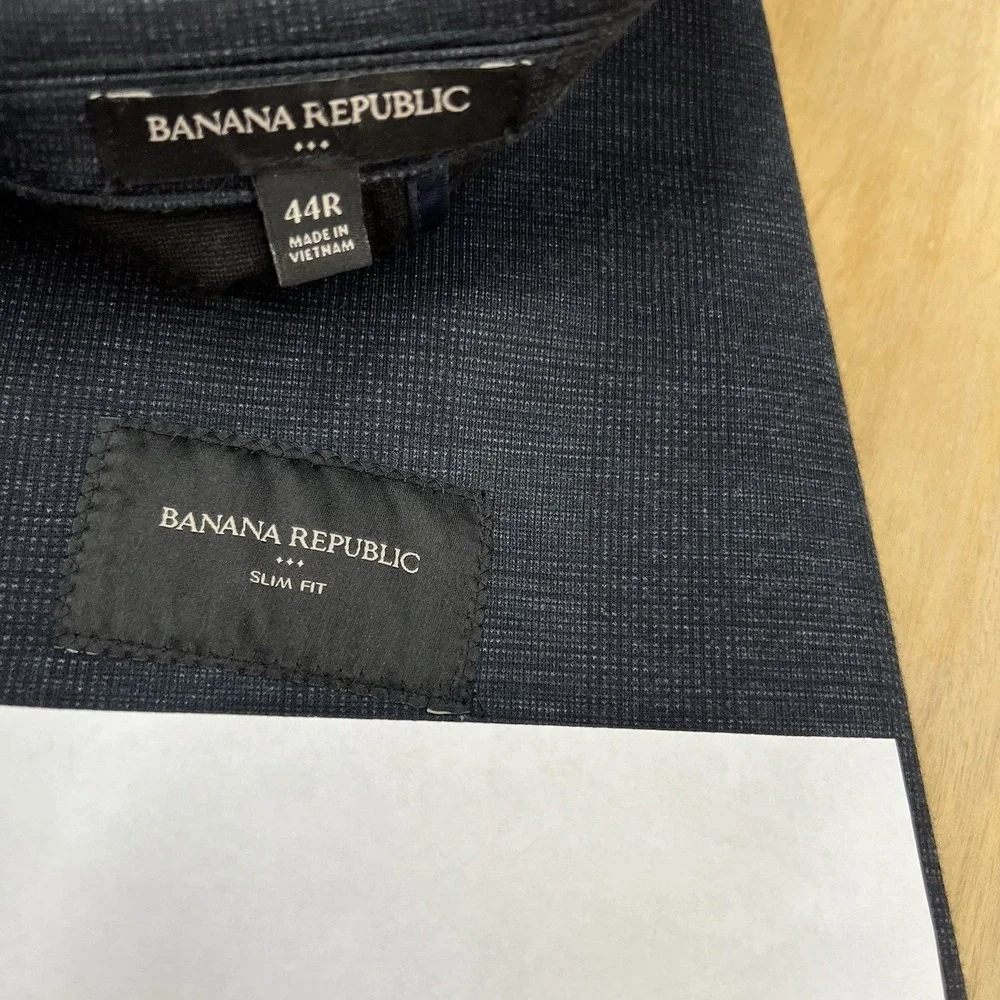 Banana Republic Blazer Mens 44R Slim Fit Jersey Poly Blend Stretch Dark Charcoal